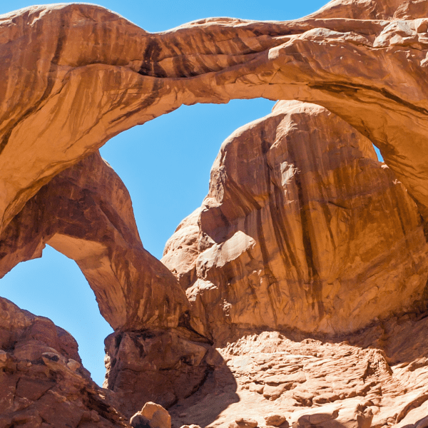 Double rock arch at Arches national park