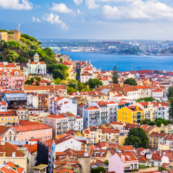 Portugal coast and skyline of a city