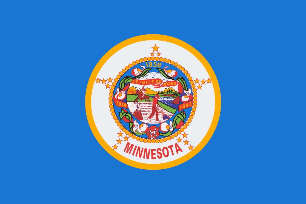 Light blue flag with center circular emblem