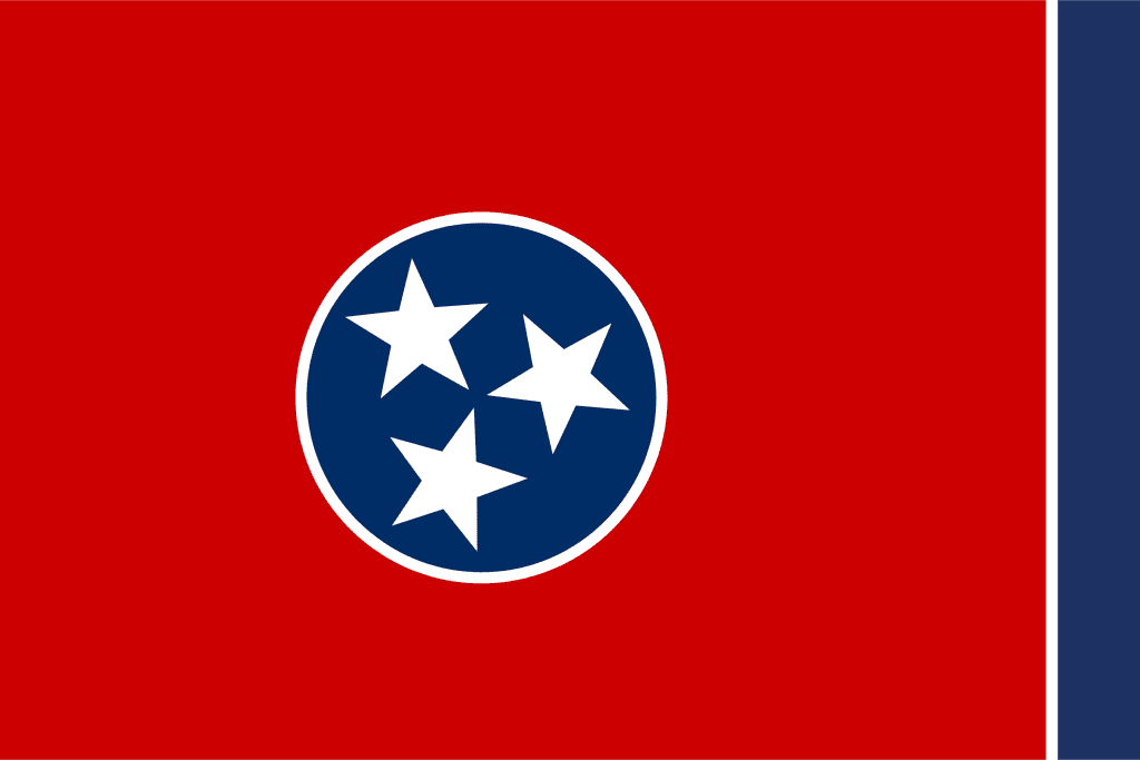 Red and blue flag with white stars in center