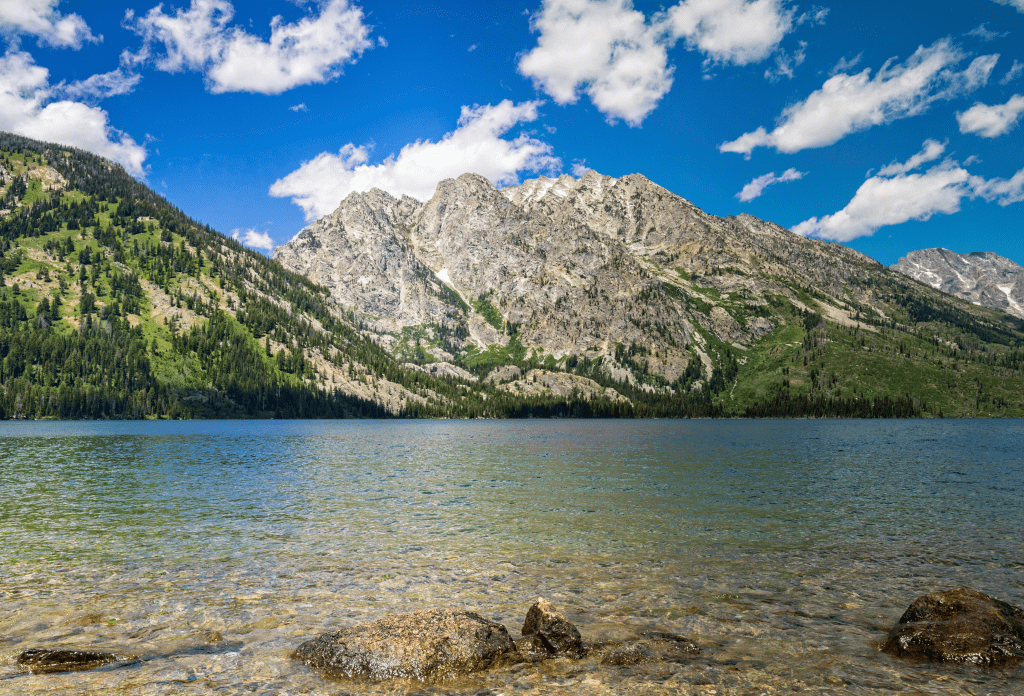 view of Jenny lake from the shore