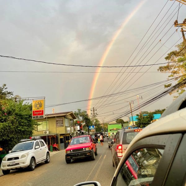 rainbow over costa rica town