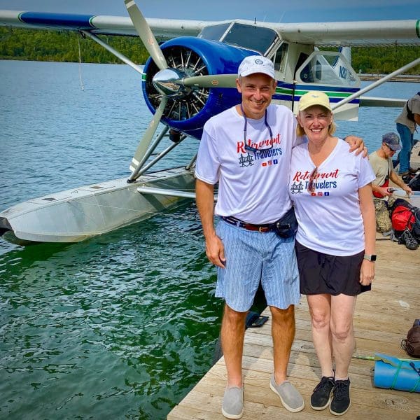 In front of seaplane at Isle Royale National Park