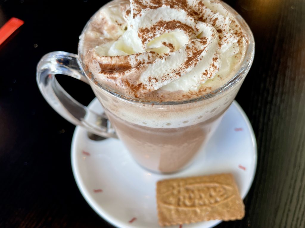 cup of hot chocolate with cream on top