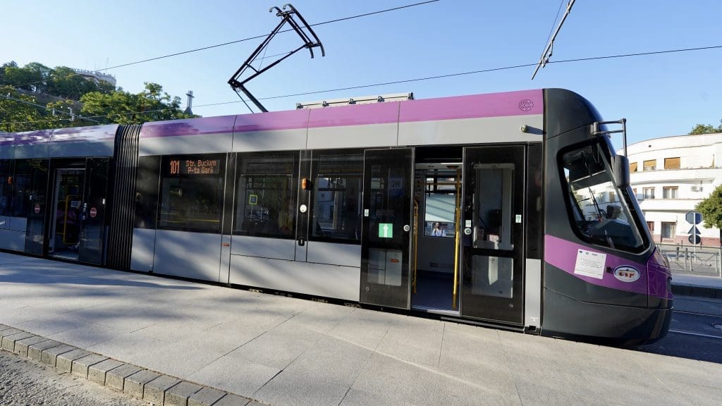 purple tram