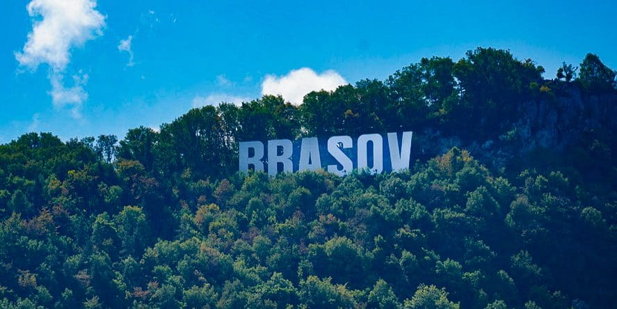 brasov sign on hillside