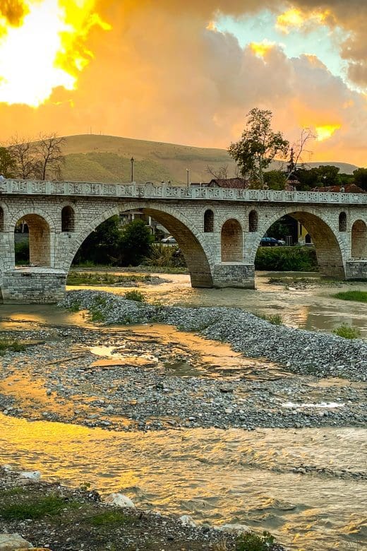 Stone bridge with sunset
