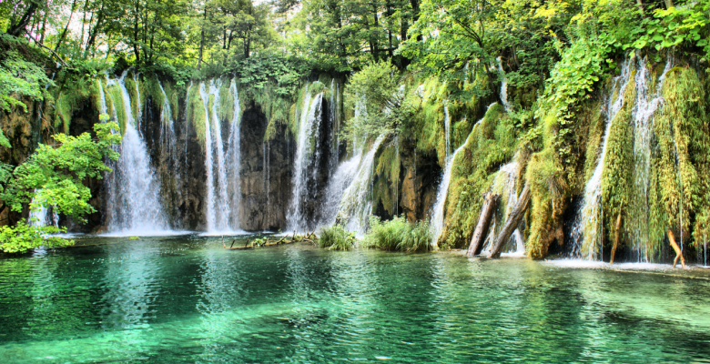 Waterfalls with turquoise water