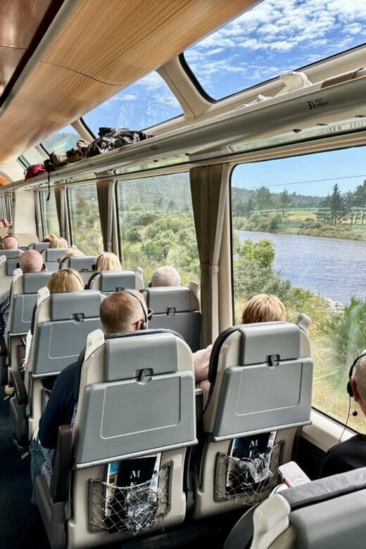 Inside view of passengers on the Northern Explorer train in New Zealand