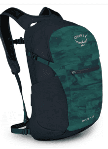 Green and black day pack by Osprey